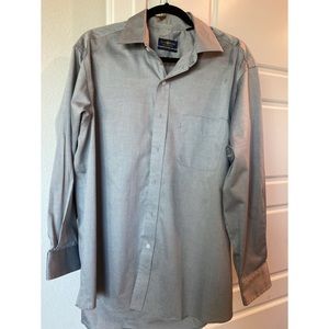 Club room pinpoint grey button dress shirt